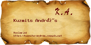 Kuzmits András névjegykártya